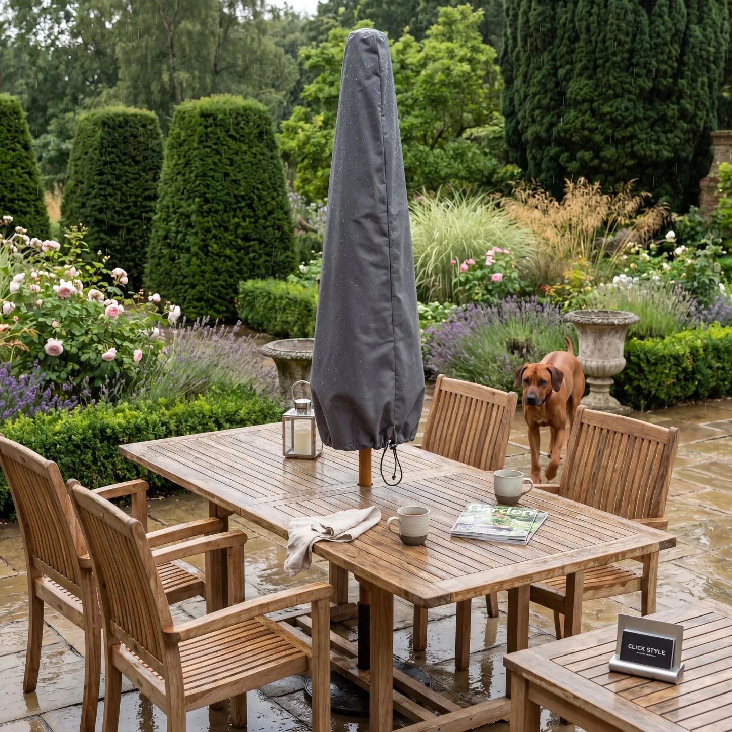 Platinum AeroCover Breathable Centre Pole Parasol Cover with Fibreglass Rod for Garden Parasols – Water-Resistant Outdoor Protective Cover 165x35cm | Click Style