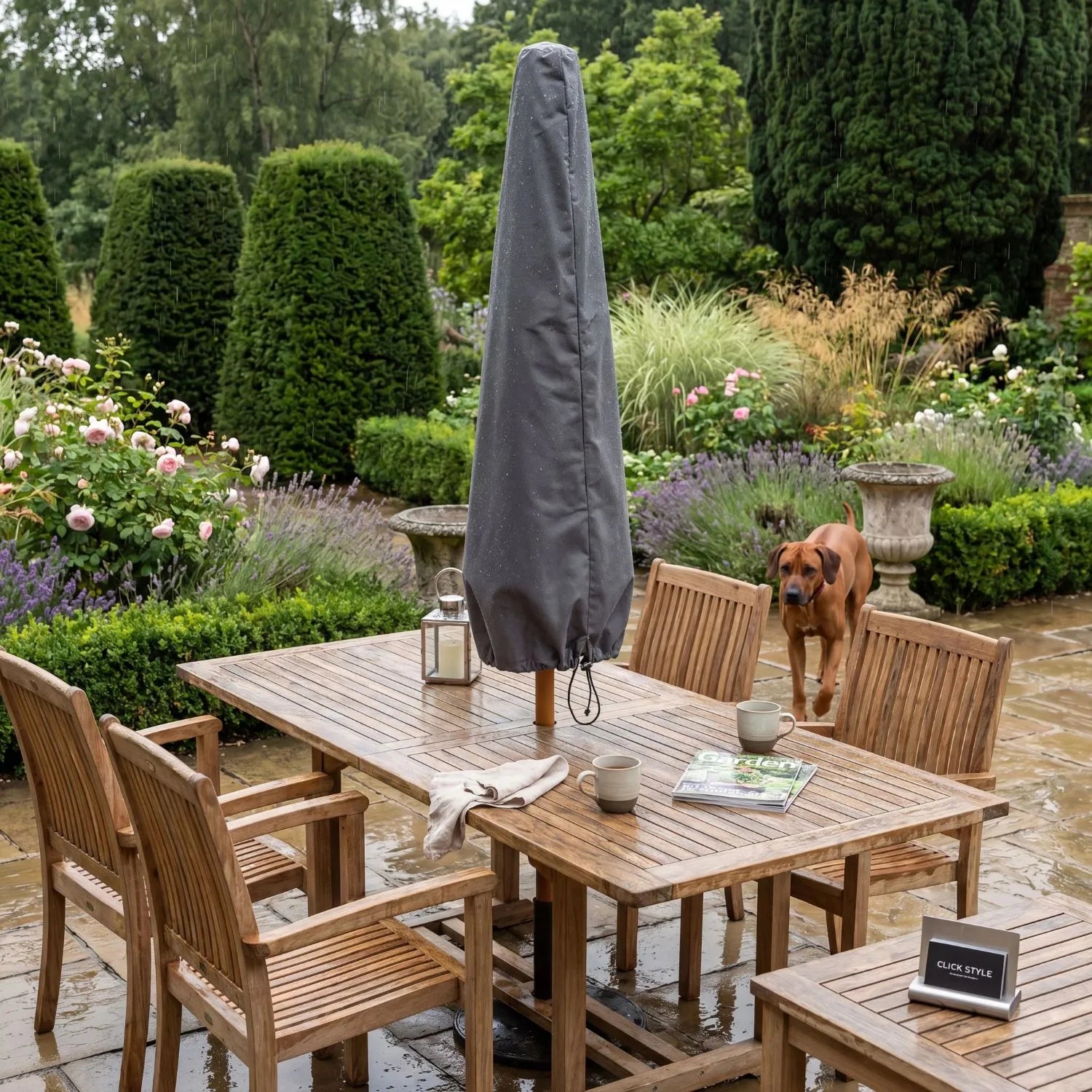 Platinum AeroCover Breathable Centre Pole Parasol Cover with Fibreglass Rod for Garden Parasols – Water-Resistant Outdoor Protective Cover 165x35cm | Click Style