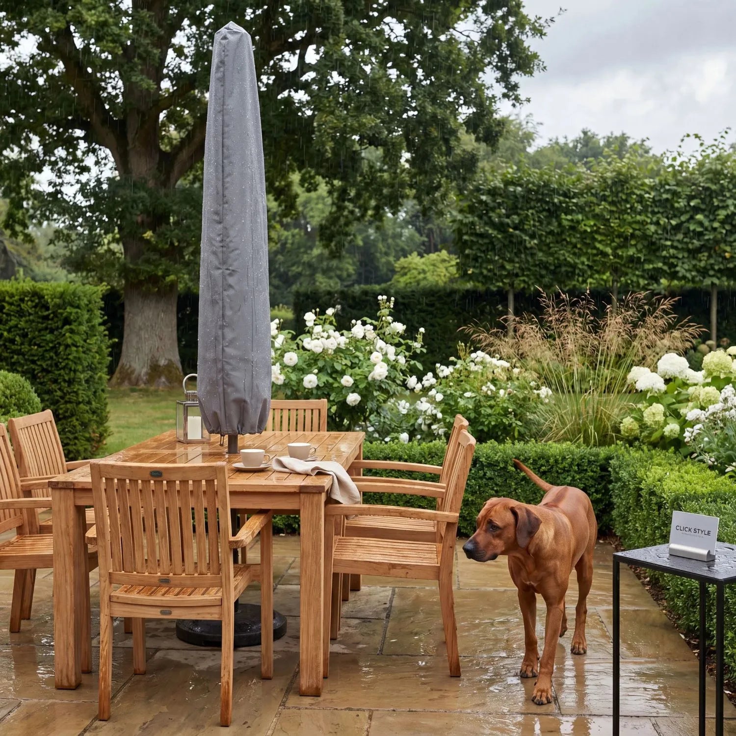 Platinum AeroCover Breathable Centre Pole Parasol Cover with Fibreglass Rod for Garden Parasols – Water-Resistant Outdoor Protective Cover 165x35cm | Click Style
