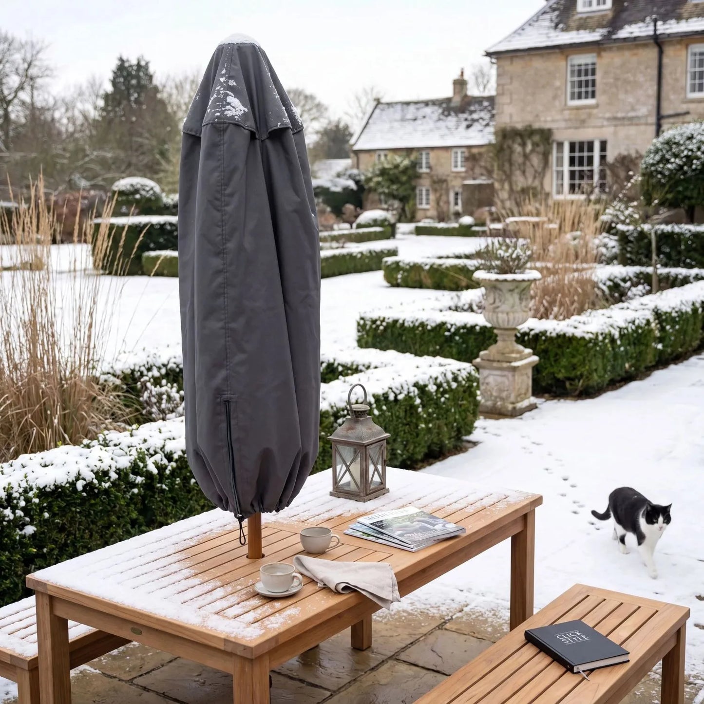 Platinum AeroCover Breathable Centre Pole Parasol Cover with Fibreglass Rod for Garden Parasols – Water-Resistant Outdoor Protective Cover 165x35cm | Click Style