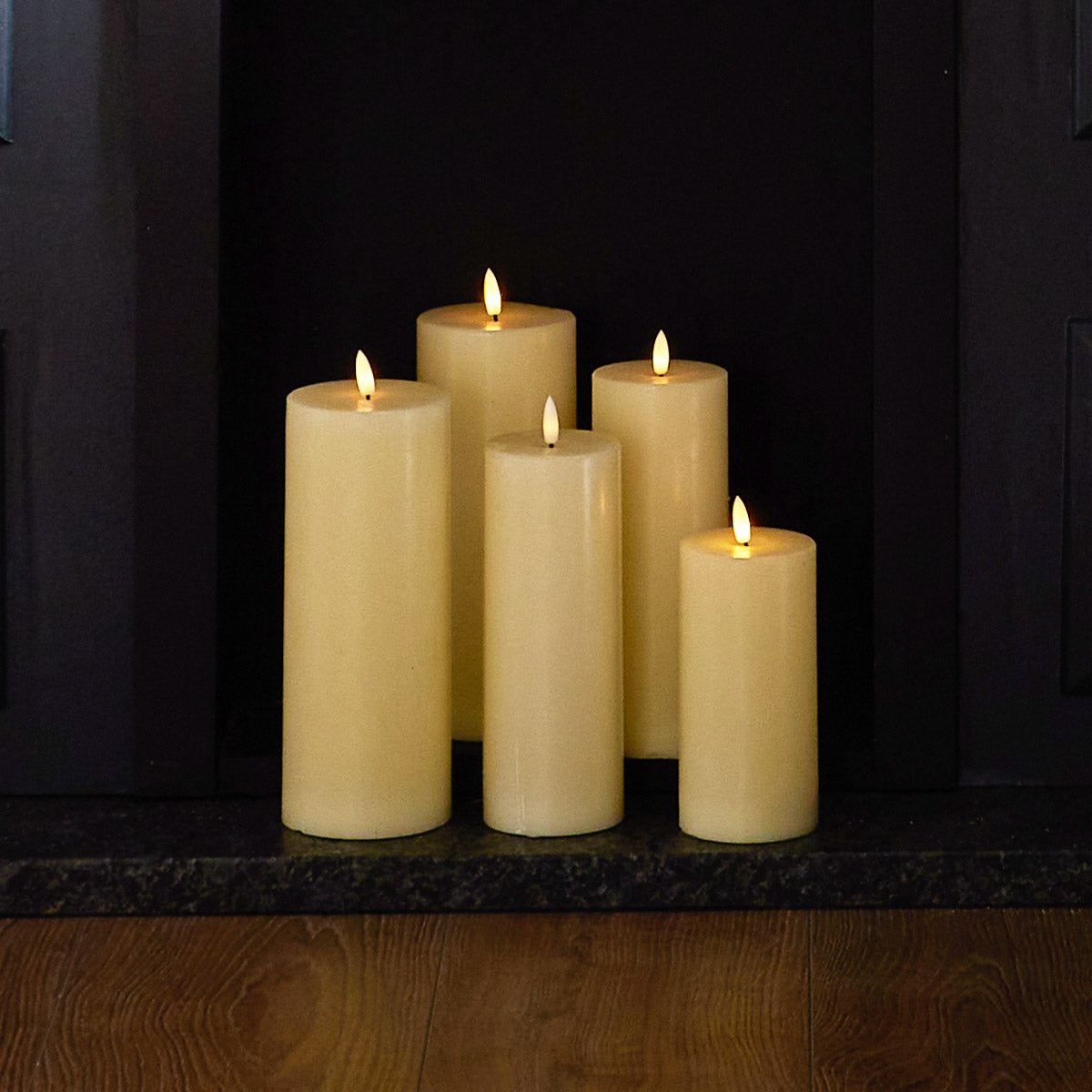 Cream LED Pillar Candle with Flickering Flame 20x7.5cm