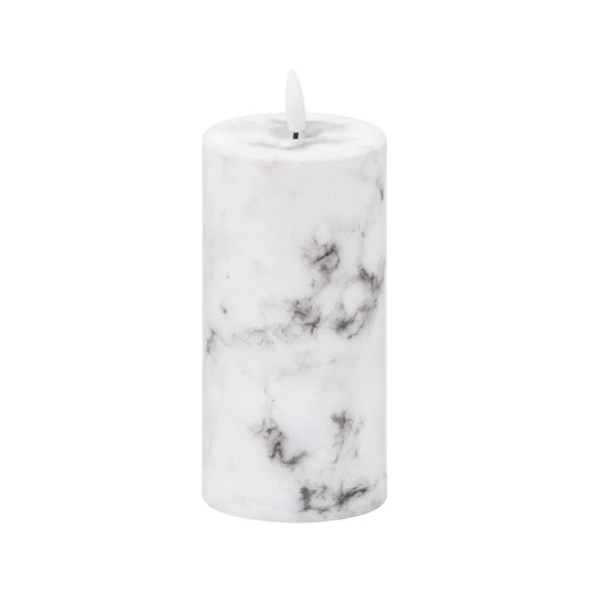 Marble-Effect LED Pillar Candle with Flickering Flame 15x7.5cm – Click Style