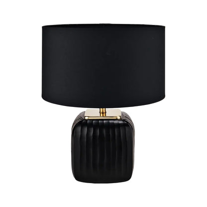 Matt Black Ridged Glass Rounded Cube Table Lamp Base 31x20x20cm – Click Style