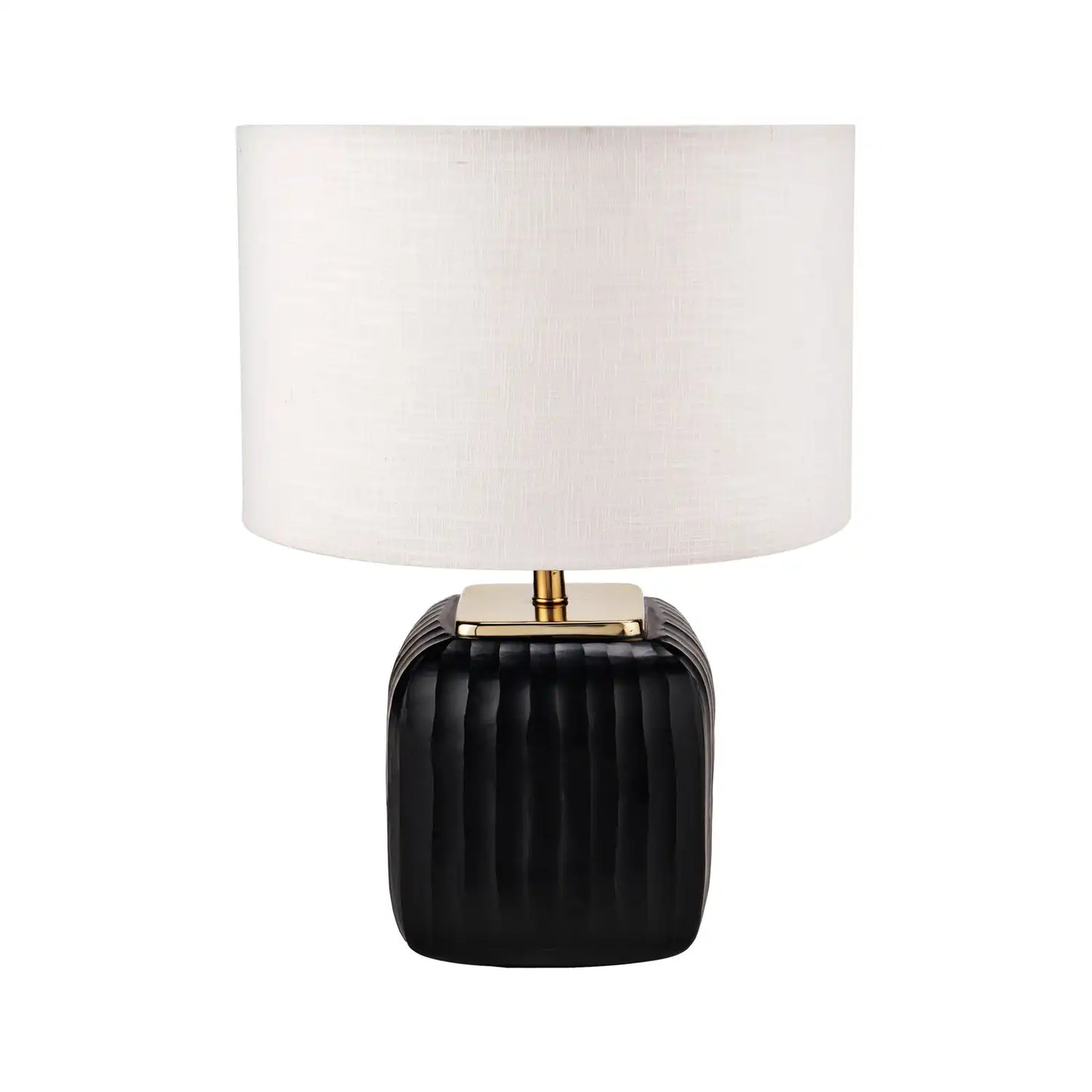 Matt Black Ridged Glass Rounded Cube Table Lamp Base 31x20x20cm – Click Style