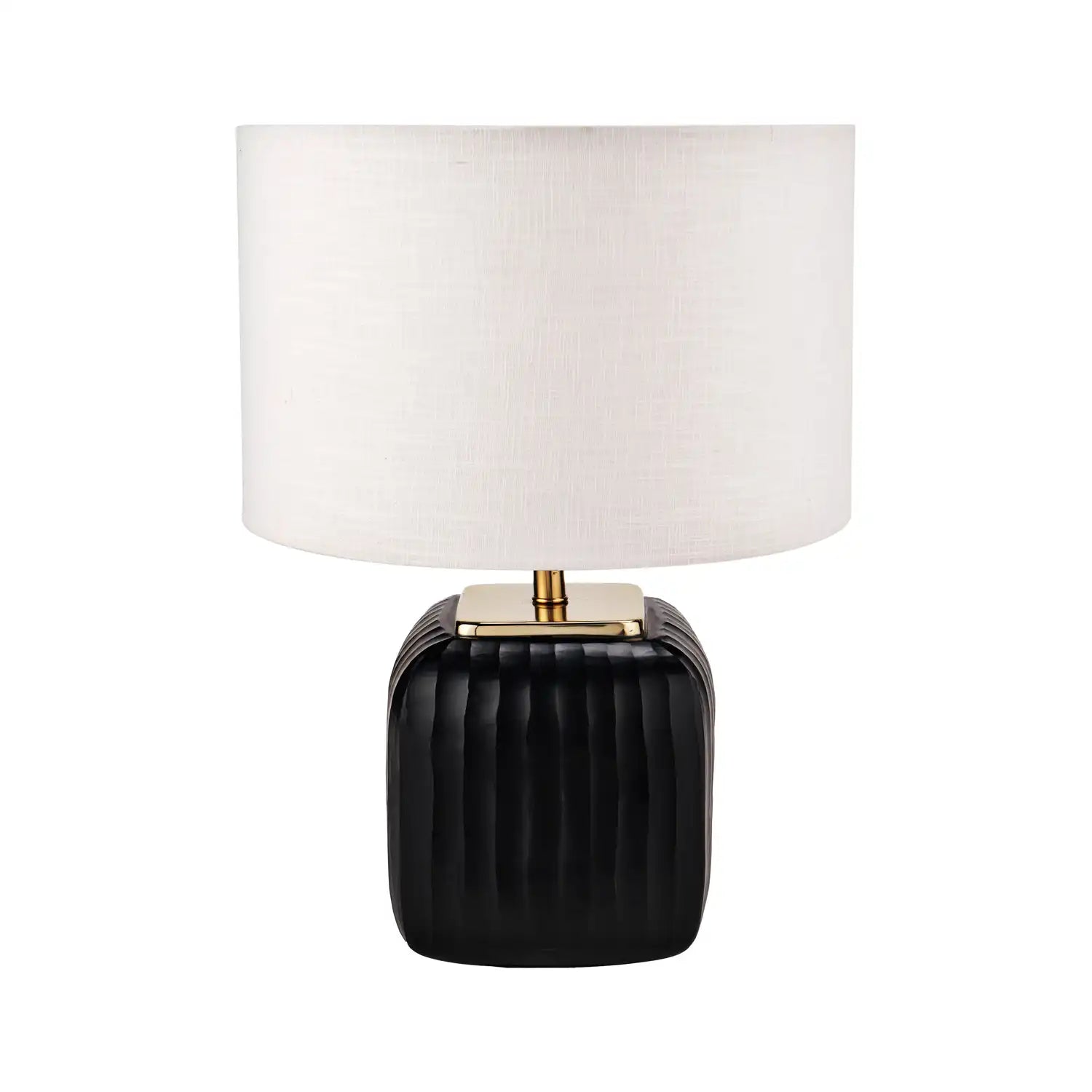 Matt Black Ridged Glass Rounded Cube Table Lamp Base 31x20x20cm – Click Style