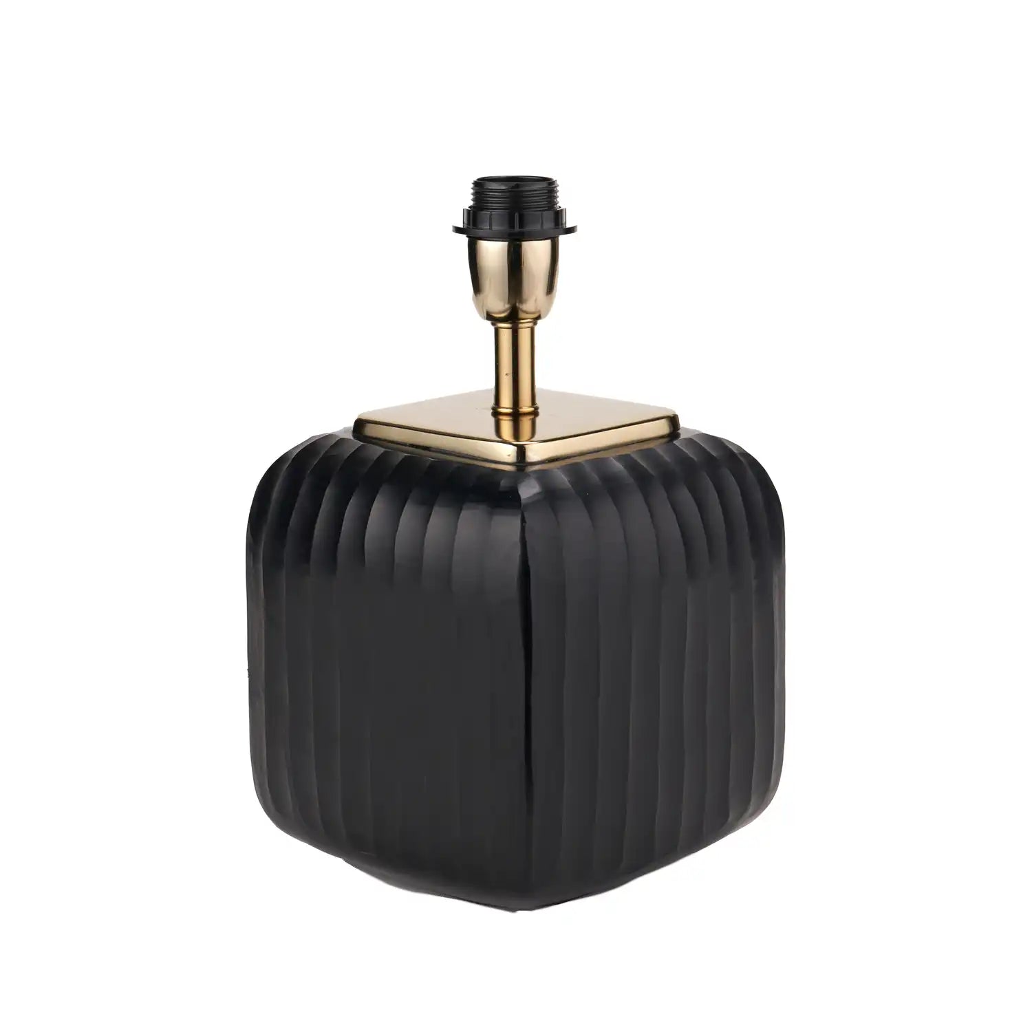Matt Black Ridged Glass Rounded Cube Table Lamp Base 31x20x20cm – Click ...