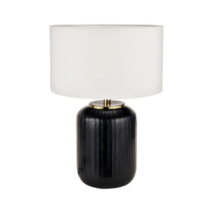 Matt Black Ridged Glass Rounded Cylinder Table Lamp Base 41x23x23cm – Click Style