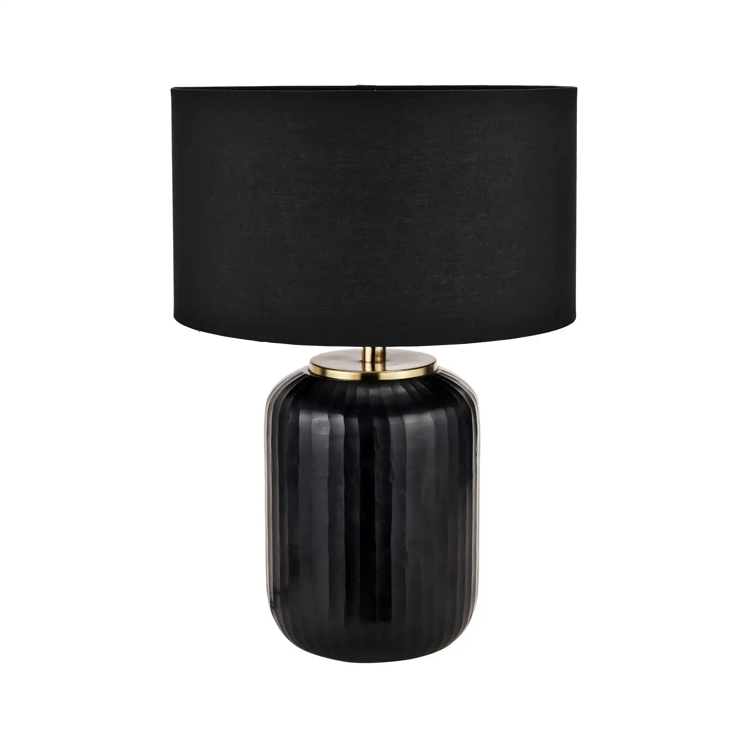 Matt Black Ridged Glass Rounded Cylinder Table Lamp Base 41x23x23cm – Click Style