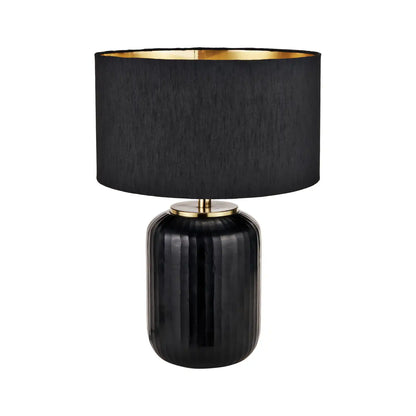 Matt Black Ridged Glass Rounded Cylinder Table Lamp Base 41x23x23cm – Click Style