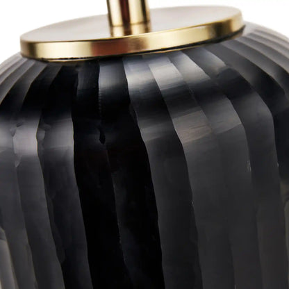 Matt Black Ridged Glass Rounded Cylinder Table Lamp Base 41x23x23cm – Click Style