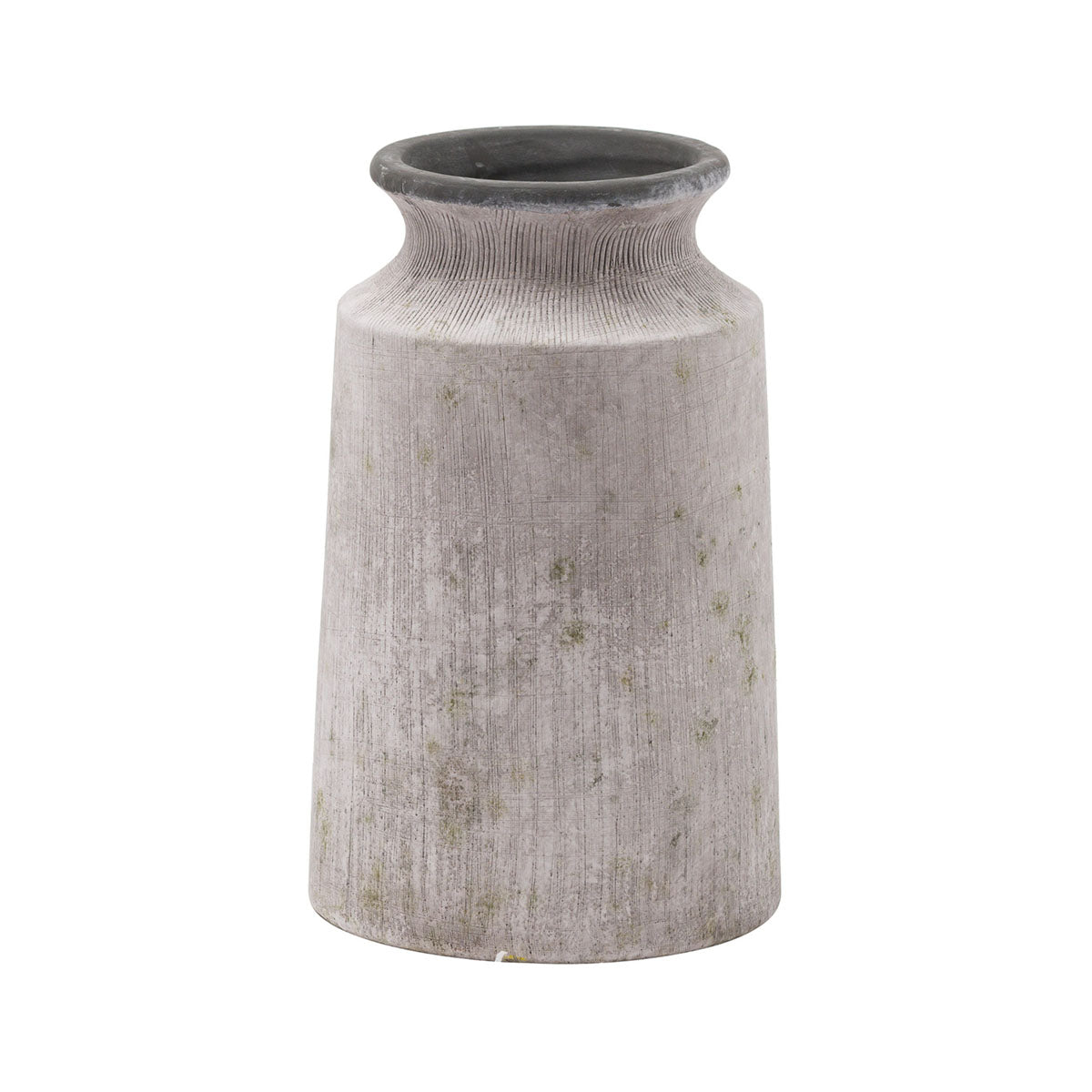 Matt Grey Ceramic Tapered Bottle Vase With Earthy Distressed Texture – Click Style