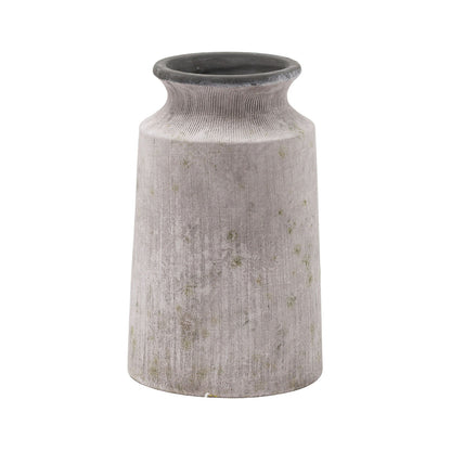 Matt Grey Ceramic Tapered Bottle Vase With Earthy Distressed Texture – Click Style