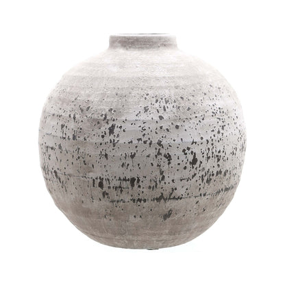 Matt Grey Distressed Stone Ceramic Rotund Vase – Click Style