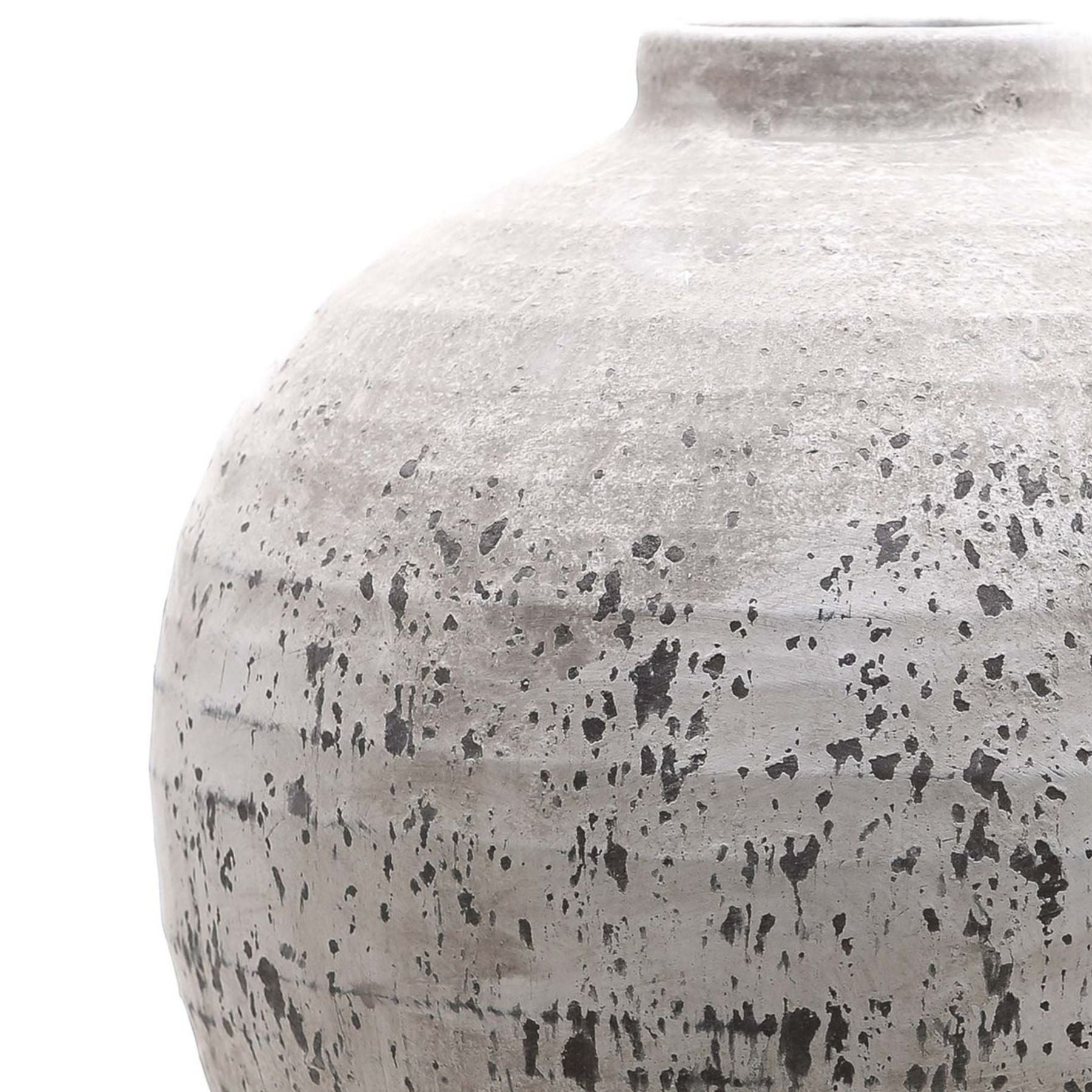 Matt Grey Distressed Stone Ceramic Rotund Vase – Click Style