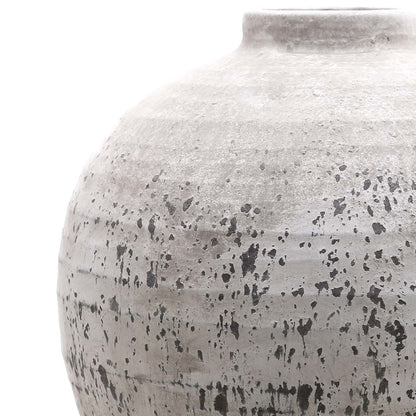 Matt Grey Distressed Stone Ceramic Rotund Vase – Click Style