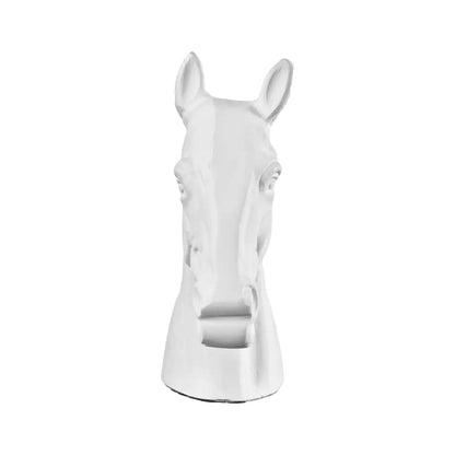 Matt White Metal Horse Head Ornament 28x30x10cm – Click Style