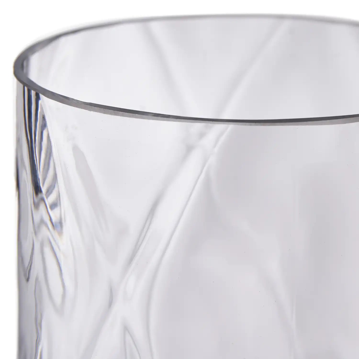 Medium Clear Glass Diamond Pattern Cylinder Vase – Click Style