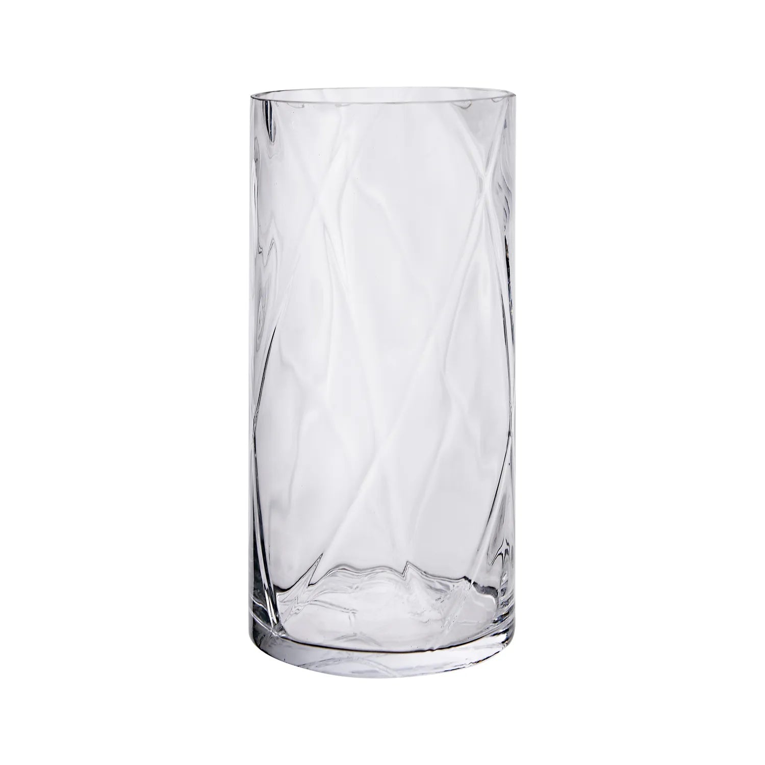 Medium Clear Glass Diamond Pattern Cylinder Vase – Click Style