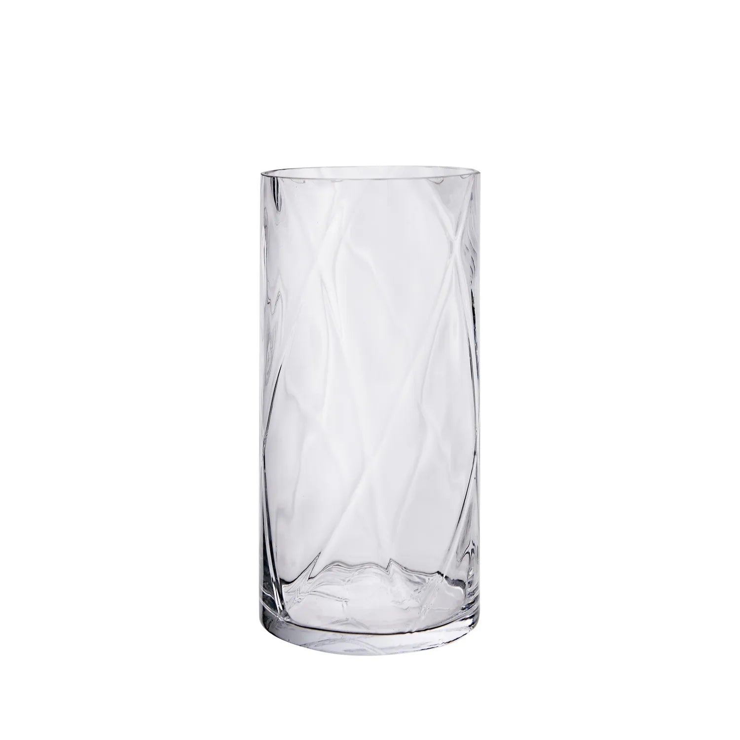 Medium Clear Glass Diamond Pattern Cylinder Vase – Click Style