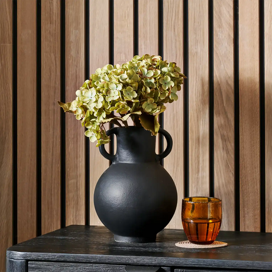 Modern Matt Black Metal Amphora Vase  – Click Style