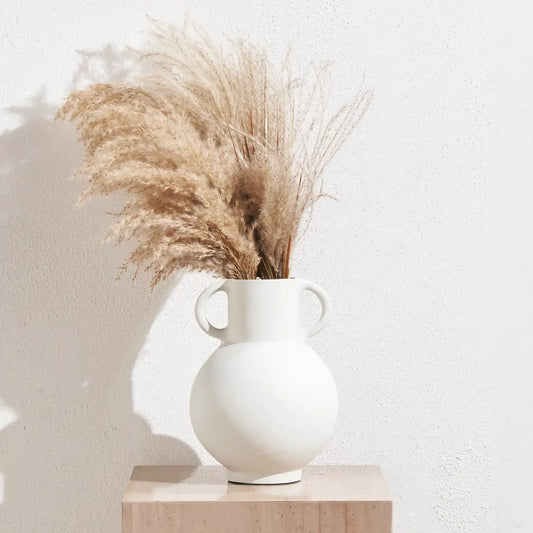 Modern Matt White Metal Amphora Vase  – Click Style