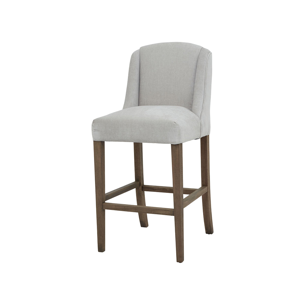 Modern Pale Grey Fabric High Back Bar Stool – Click Style