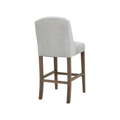 Modern Pale Grey Fabric High Back Bar Stool – Click Style