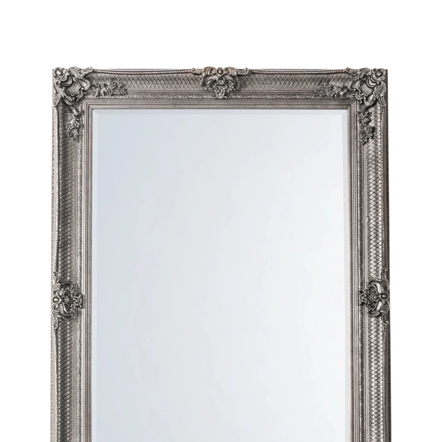 Ornate Rectangular Silver Wall Mirror 109.5x79x6.5cm – Click Style