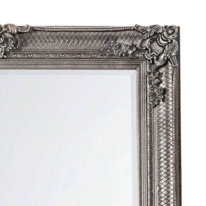 Ornate Rectangular Silver Wall Mirror 109.5x79x6.5cm – Click Style