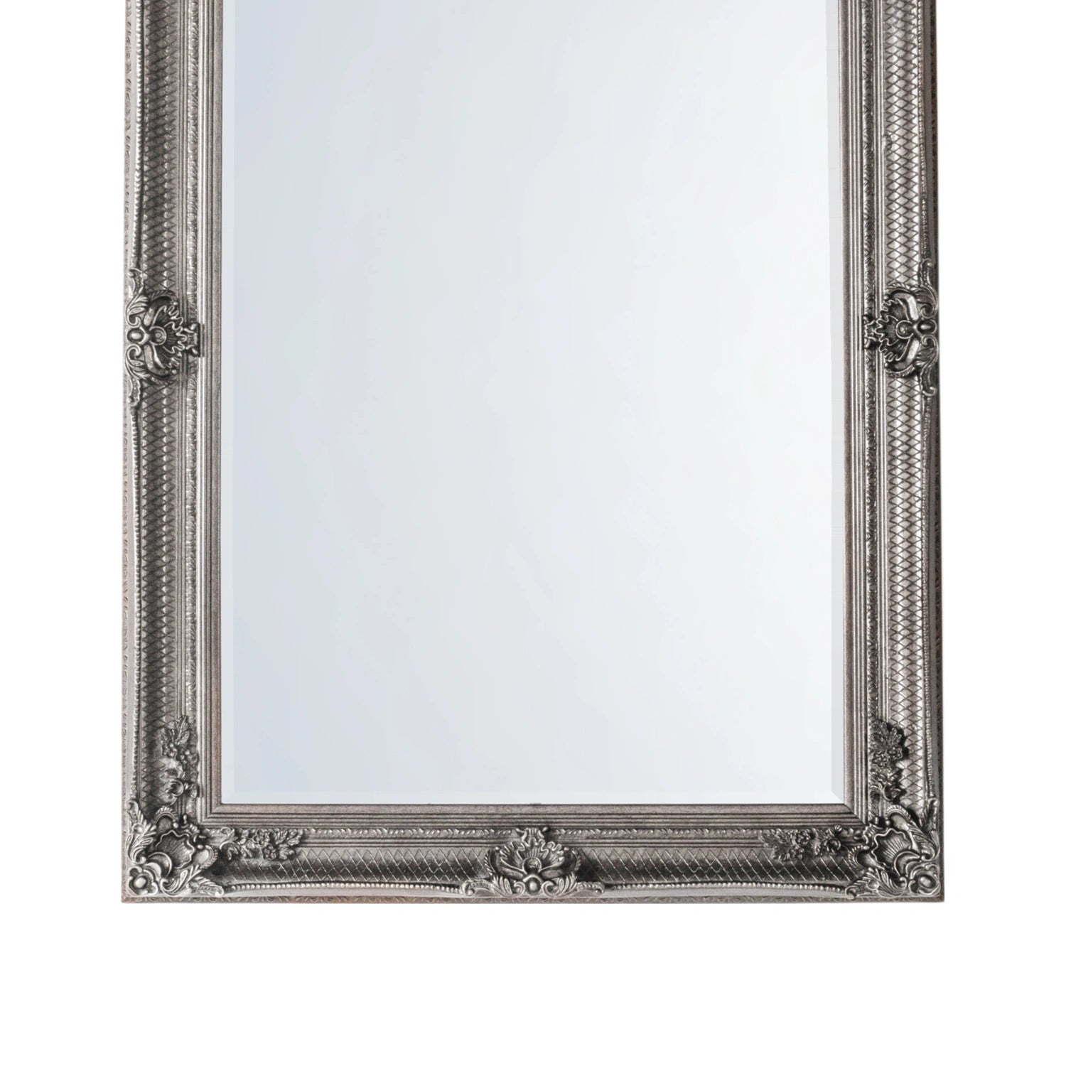 Ornate Rectangular Silver Wall Mirror 109.5x79x6.5cm – Click Style