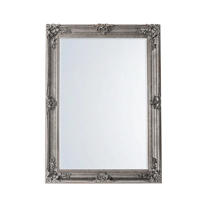 Ornate Rectangular Silver Wall Mirror 109.5x79x6.5cm – Click Style