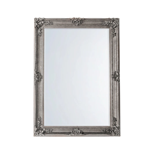 Ornate Rectangular Silver Wall Mirror 109.5x79x6.5cm – Click Style