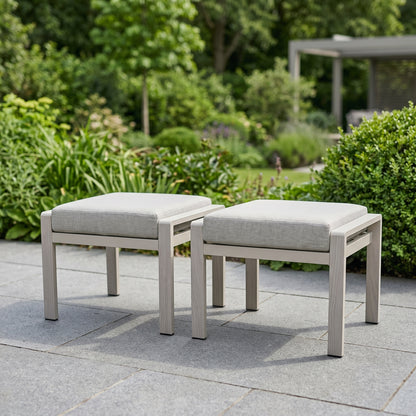 Grey & Cream 8-Seater Outdoor Garden Corner Sofa Dining Set with Cushions – Aluminium Frame, Polywood Table & Footstools, Luxury Corner Lounge Dining Set with Season-Proof Cushions, Modern Garden Furniture for Patios, Decking, Terraces & Outdoor Dining | Click Style
