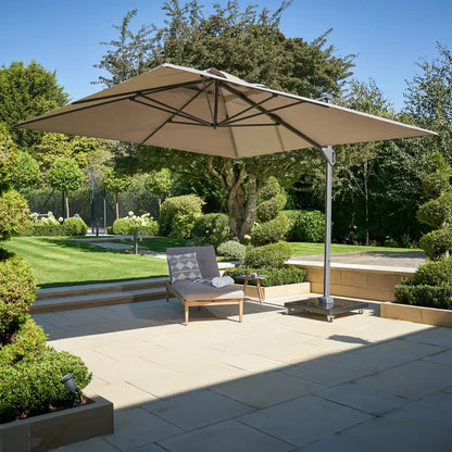 Platinum Challenger T1 Telescopic 3.5m Square Cantilever Parasol in Havana Taupe – Click Style