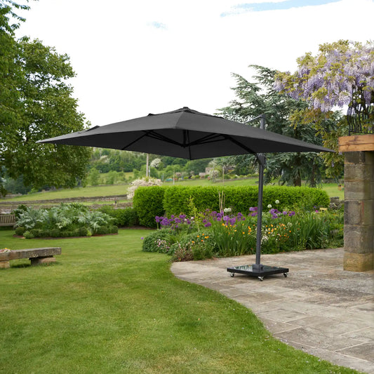 Platinum Challenger T2 3.5x2.6m Oblong Cantilever Parasol in Anthracite Grey – Click Style