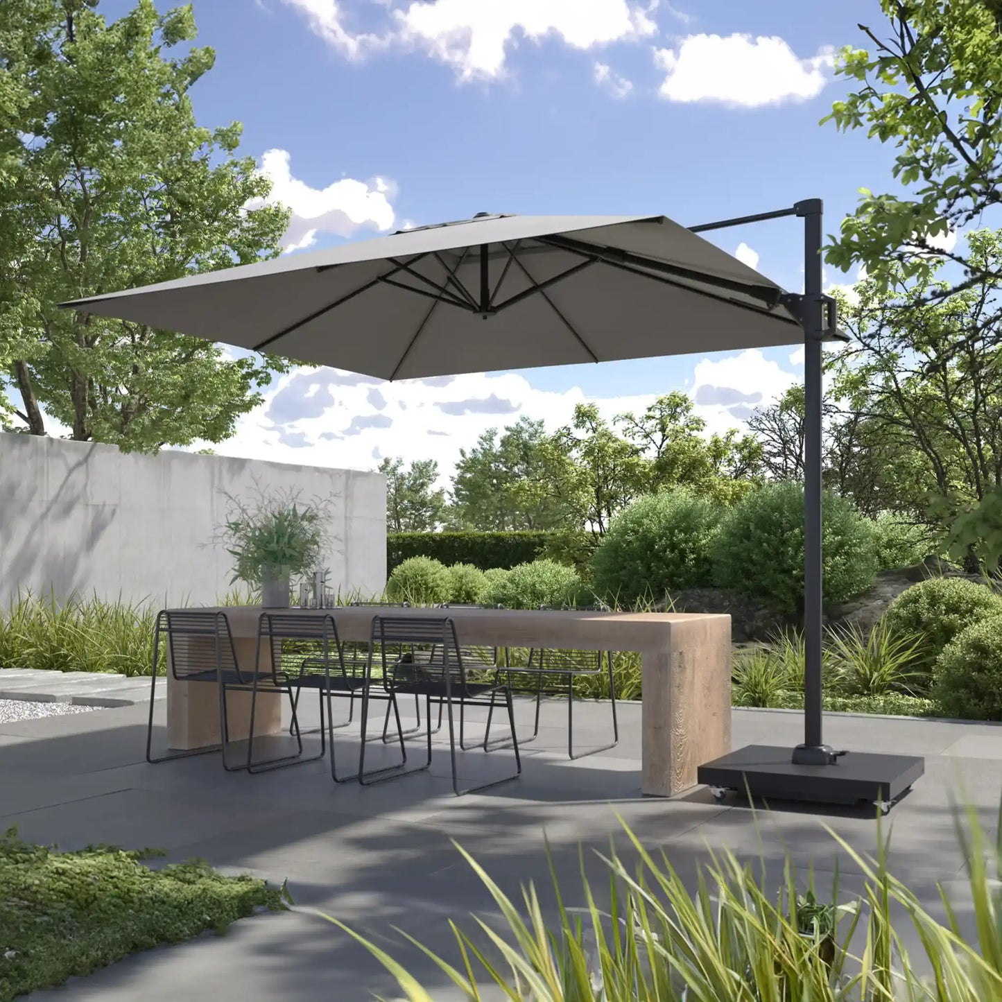 Platinum Challenger T2 3.5x2.6m Oblong Cantilever Parasol in Champagne – Click Style