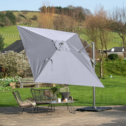 Platinum Challenger T2 3.5x2.6m Oblong Cantilever Parasol in Luna Grey – Click Style