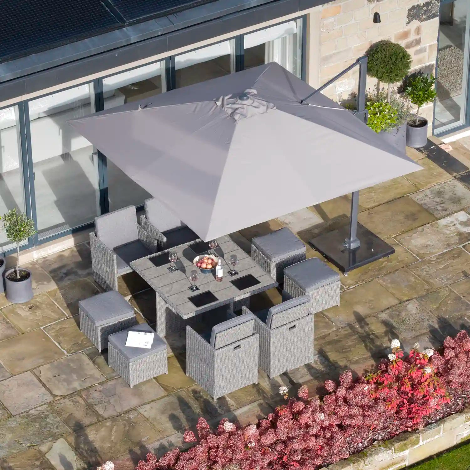 Platinum Challenger T2 3m Square Cantilever Parasol in Taupe – Click Style