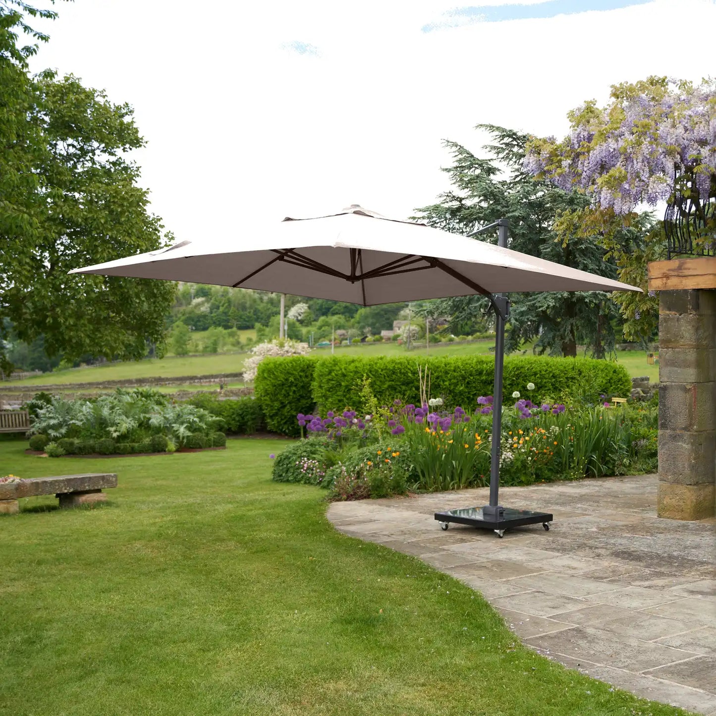 Platinum Challenger T2 3m Square Cantilever Parasol in Taupe – Click Style