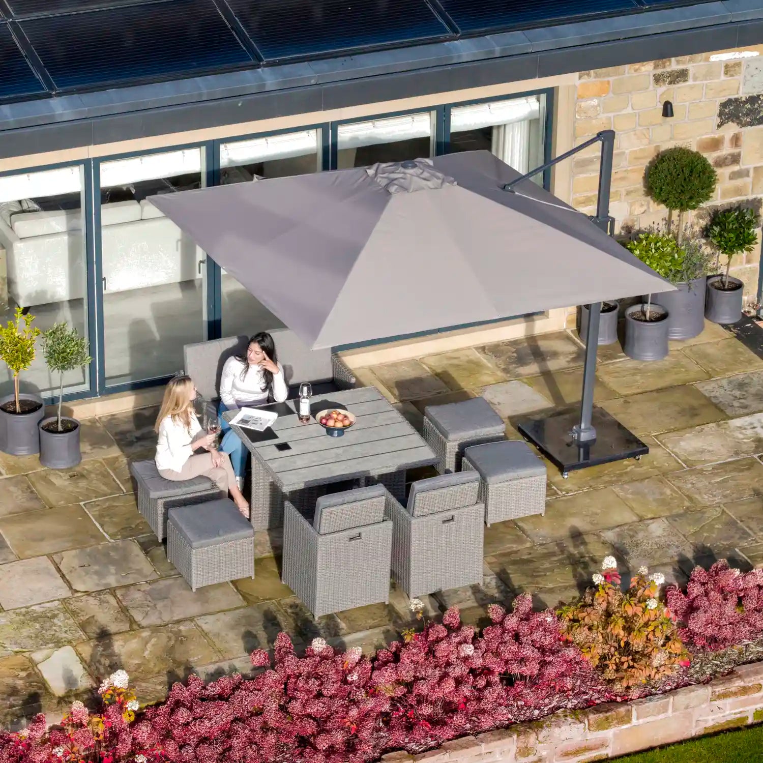 Platinum Challenger T2 3m Square Cantilever Parasol in Taupe – Click Style