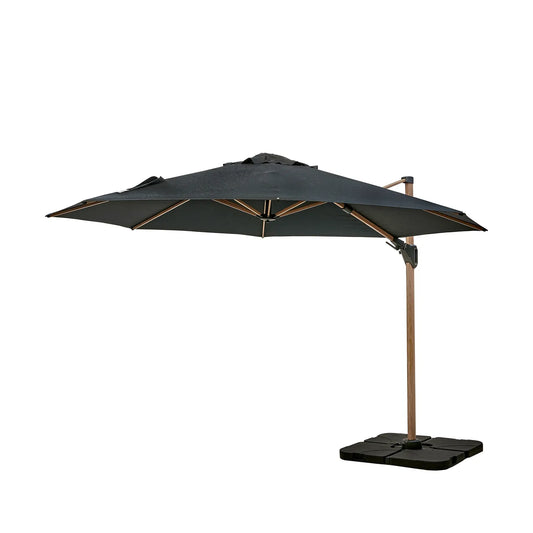 Platinum Challenger T2 3m Square Oak Effect Cantilever Parasol in Faded Black – Click Style