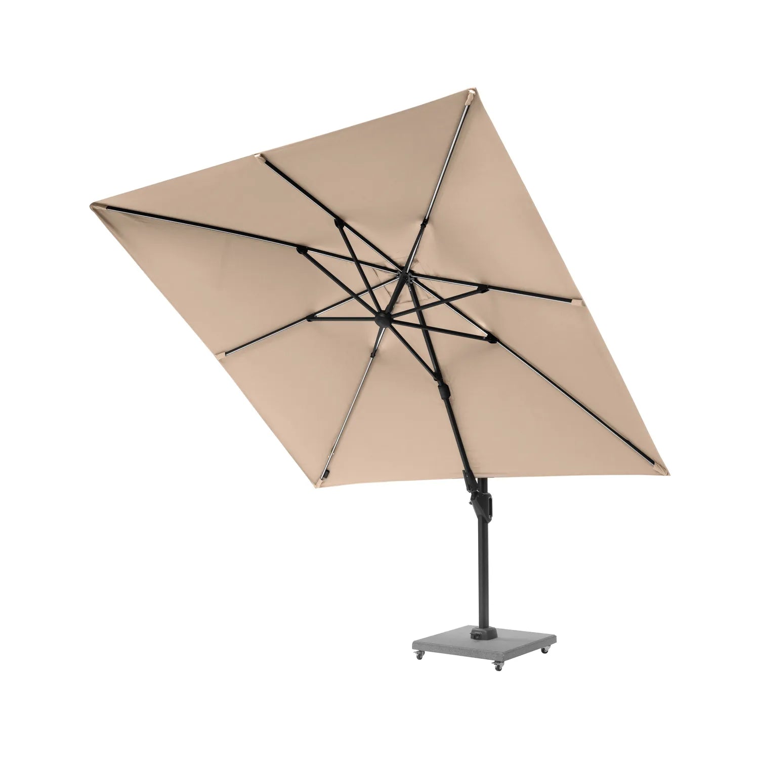 Platinum Challenger T2 Glow 3m Square Cantilever Parasol in Taupe – Click Style