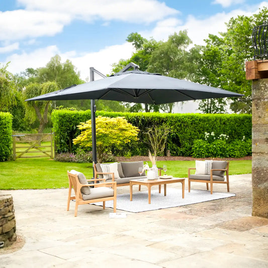 Platinum Icon T1 4x3m Oblong Cantilever Parasol in Faded Black – Click Style