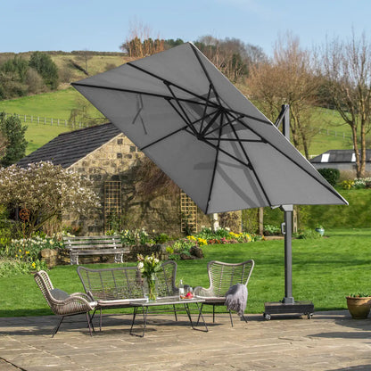Platinum Icon T1 4x3m Oblong Cantilever Parasol in Manhattan Grey – Click Style