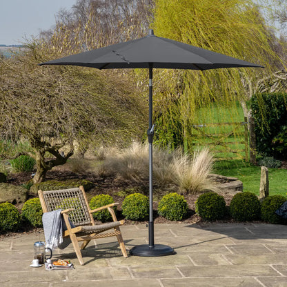 Platinum Riva 2.5m Round Centre Pole Parasol in Anthracite Grey – Click Style