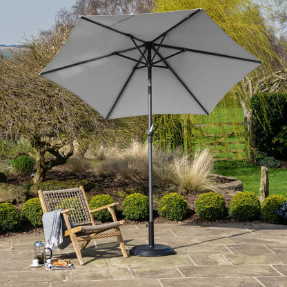 Platinum Riva 2.5m Round Centre Pole Parasol in Light Grey – Click Style