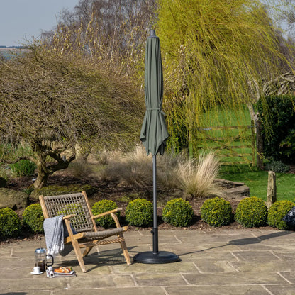 Platinum Riva 2.5m Round Centre Pole Parasol in Olive Green – Click Style