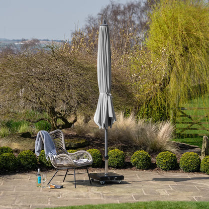 Platinum Riva 3.5m Round Centre Pole Parasol in Light Grey – Click Style