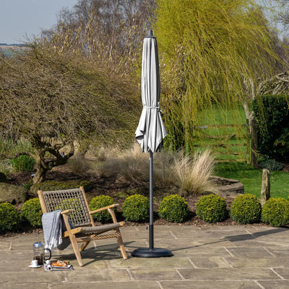 Platinum Riva 3m Round Centre Pole Parasol in Light Grey – Click Style