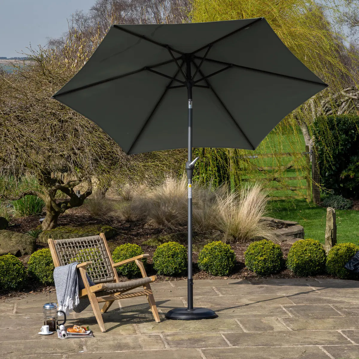 Platinum Riva 3m Round Centre Pole Parasol in Olive Green – Click Style